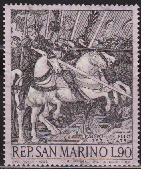 z Vendido San Marino 1968 Scott 689 Sello ** Batalla de San Romano de Paolo Ucello (1397-1475) 90L Saint Marin 